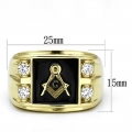 Позолоченный масонский перстень с фианитами